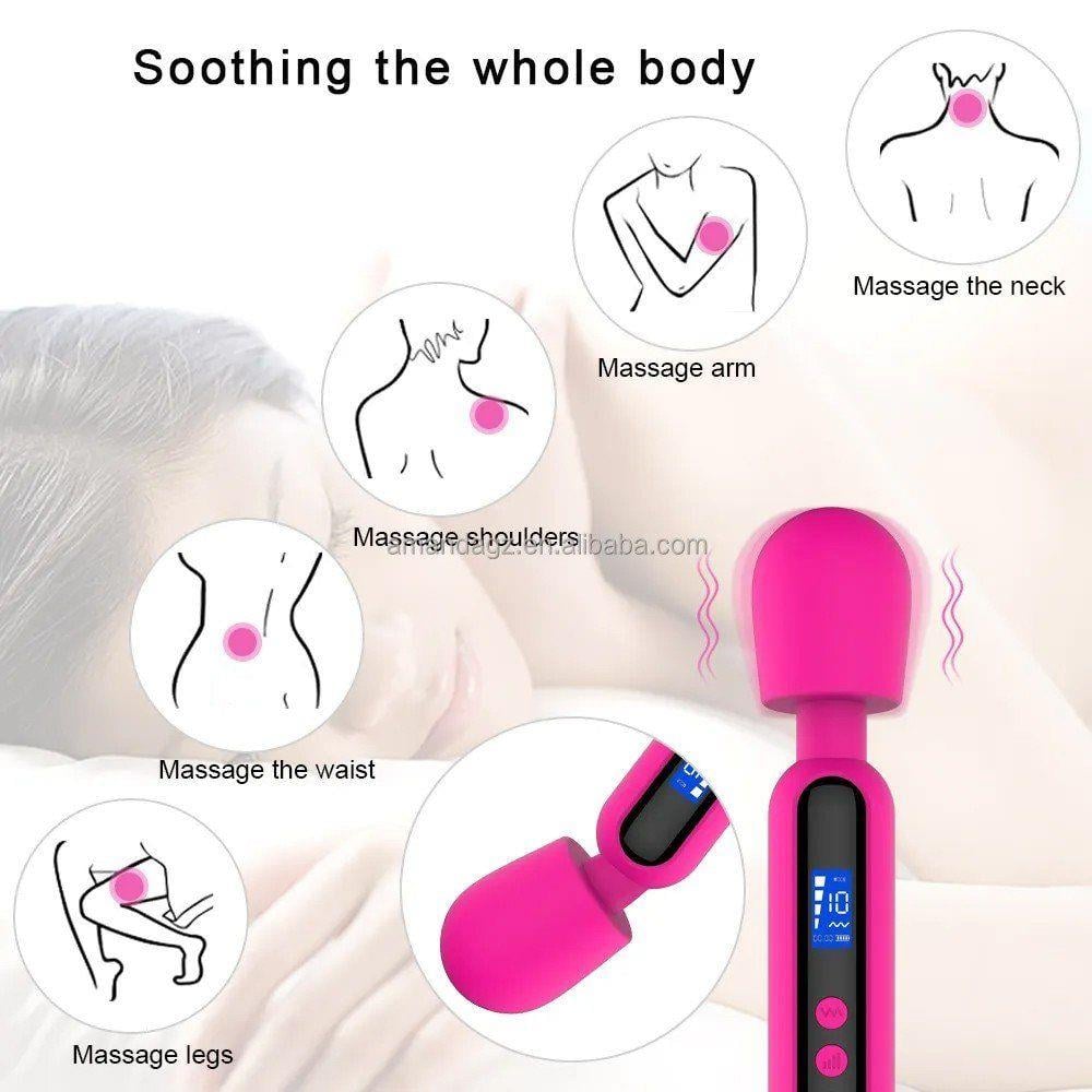 Sexual World Shumix Oem Slike Silikon Led Masaj Wand Vibratör-Black