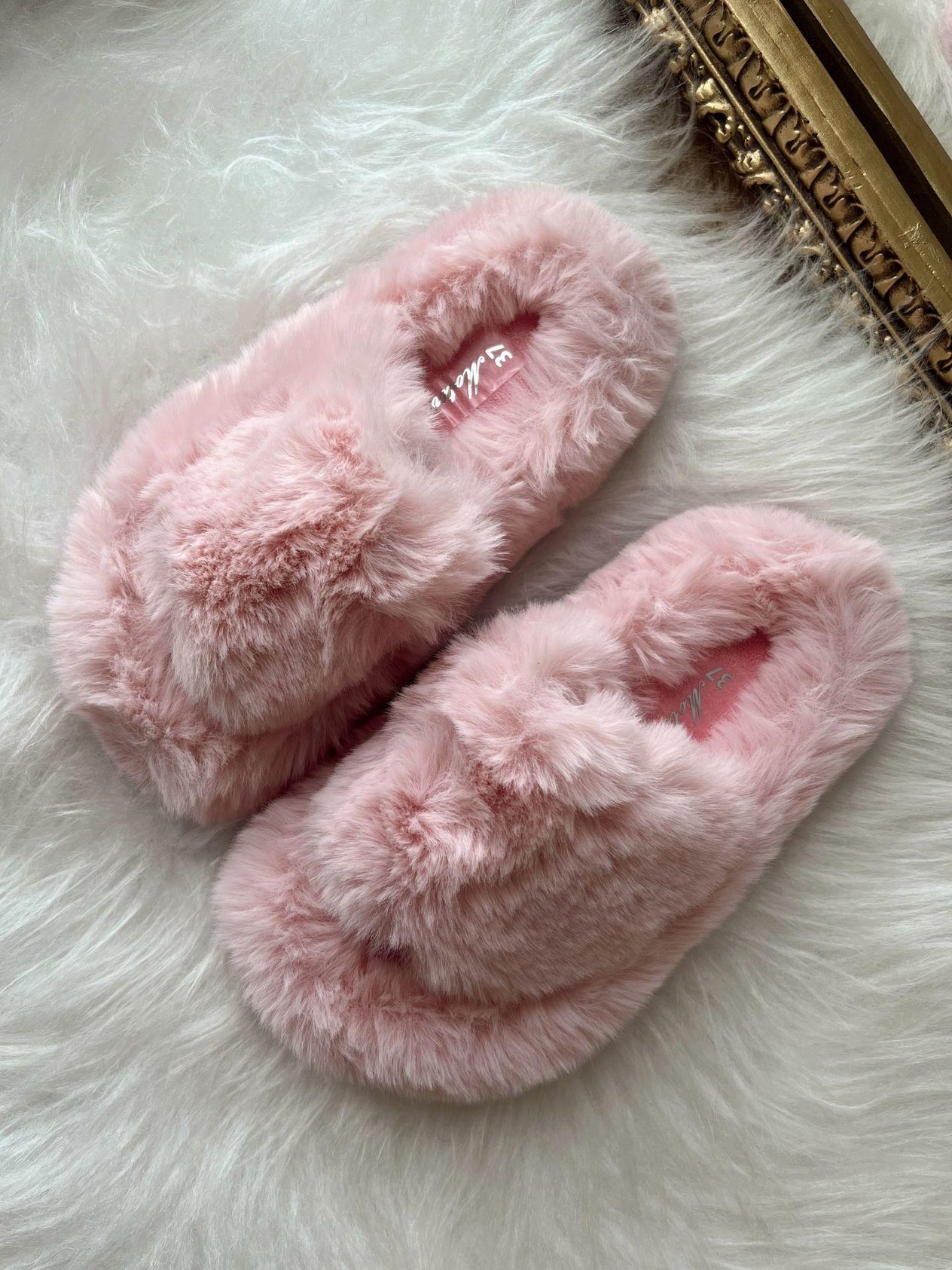 Önü Açık Peluş Terlik Pudra Pembe
