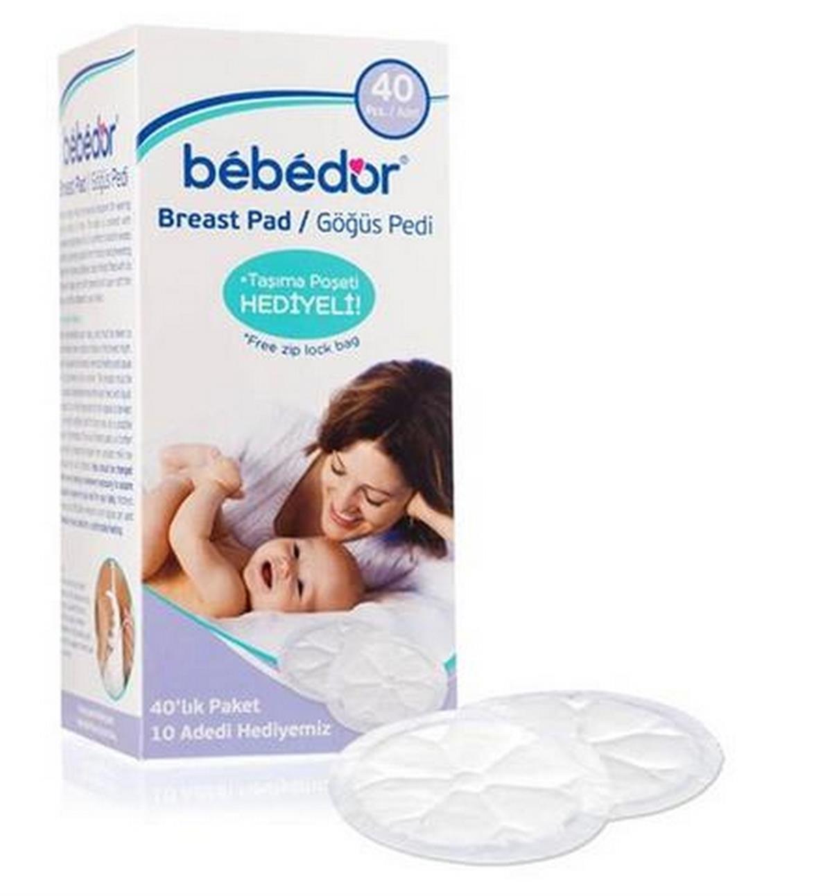 BEBEDOR POLİETİLEN DIŞ YÜZEYLİ GÖĞÜS PEDİ 40 ADET