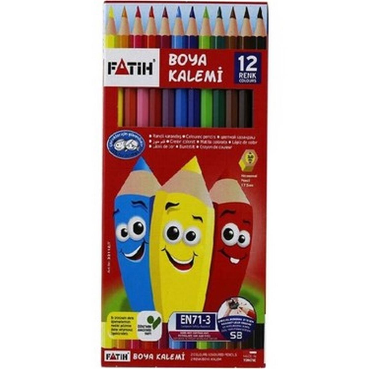 FATİH 12 RENK KURU BOYA 1/1 TAM BOY 33112