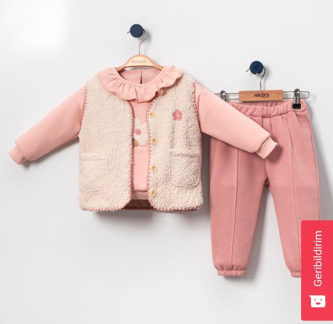 Kız bebek yelekli 3 lu set ( şardonlu )