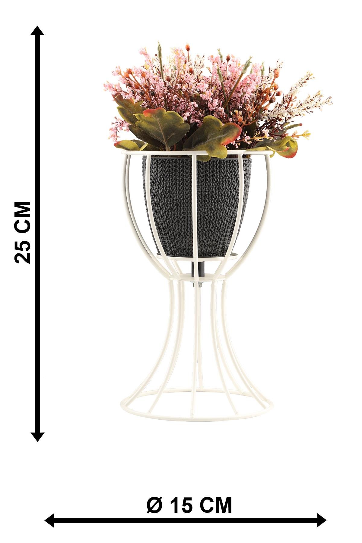 Anafor Saksılık Beyaz 25 Cm Siyah Saksı