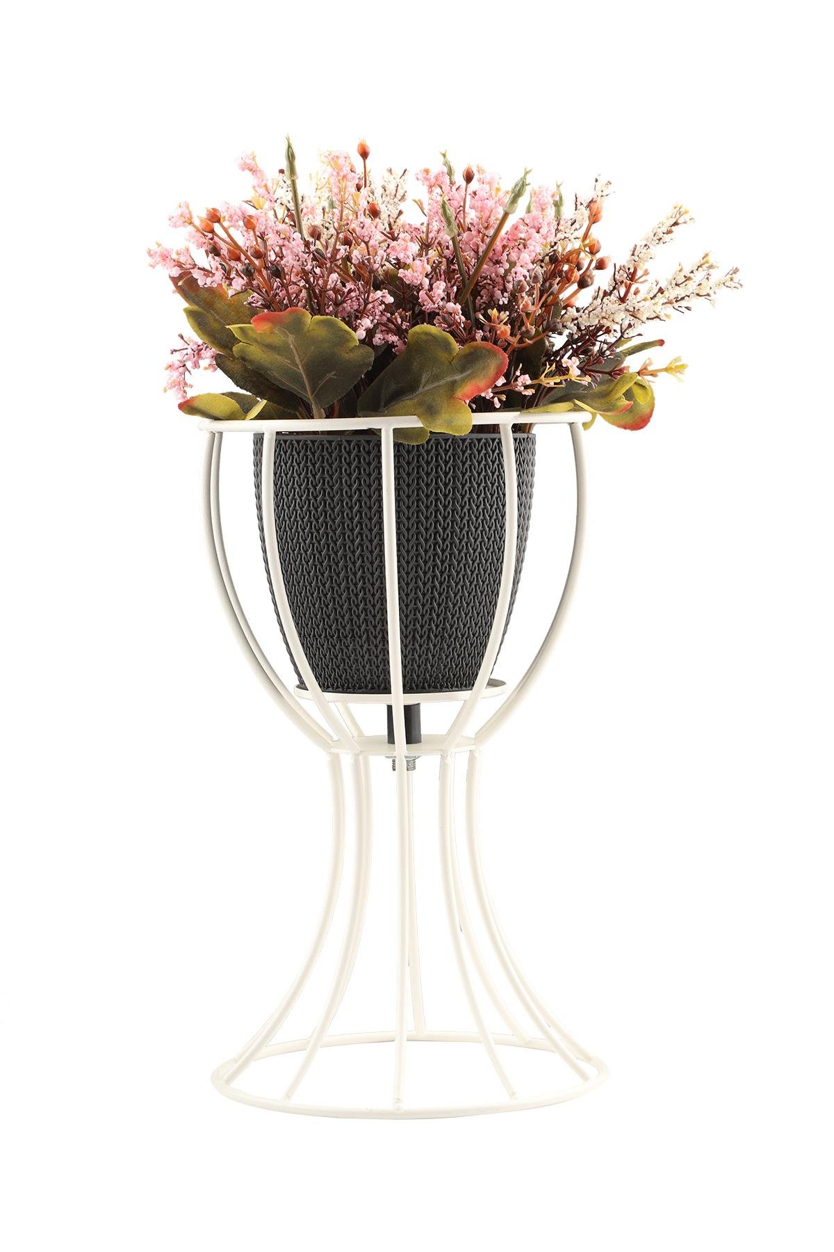 Anafor Saksılık Beyaz 25 Cm Siyah Saksı