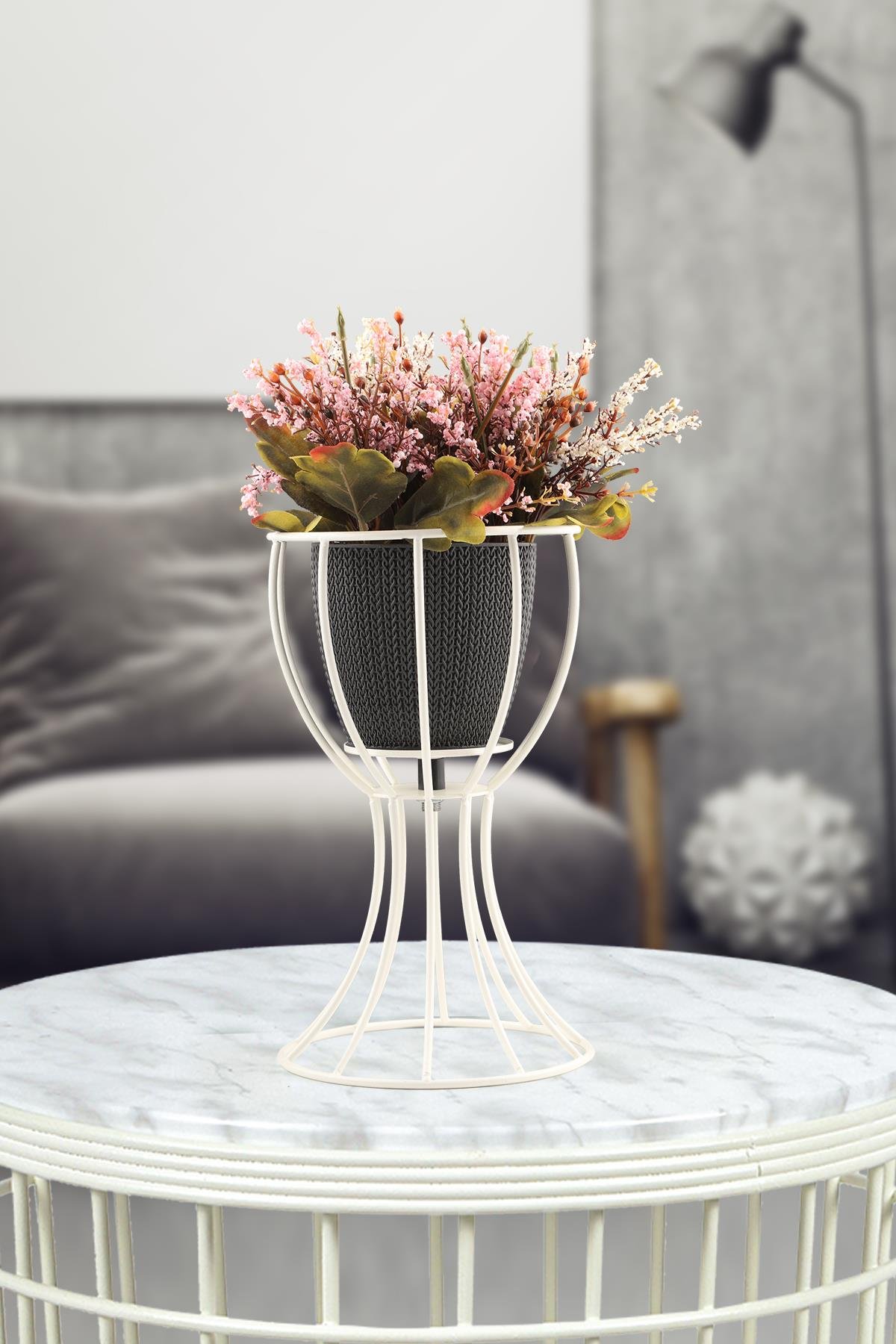Anafor Saksılık Beyaz 25 Cm Siyah Saksı