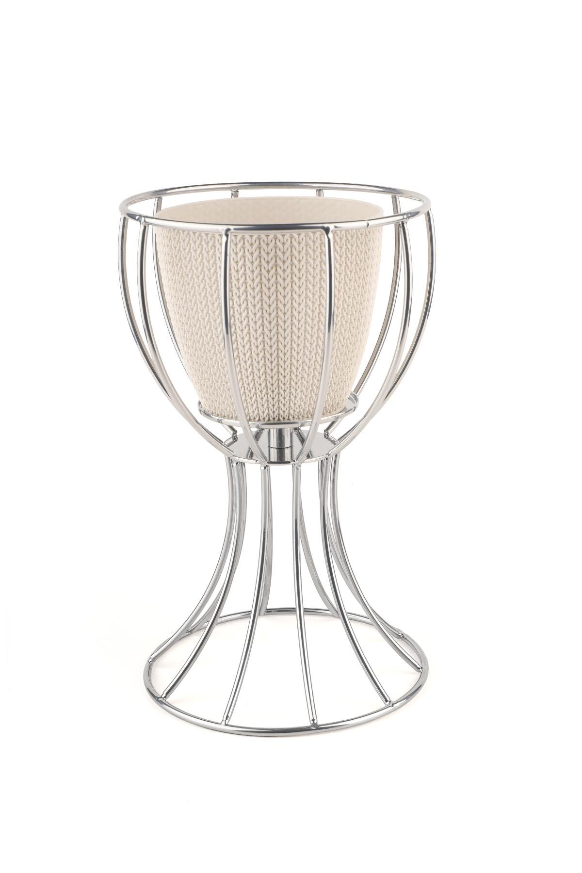 Anafor Saksılık Krom 25 Cm Krem Saksı