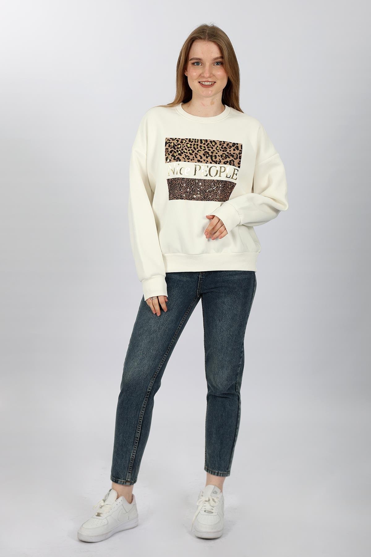 Leopar Baskılı Sweat
