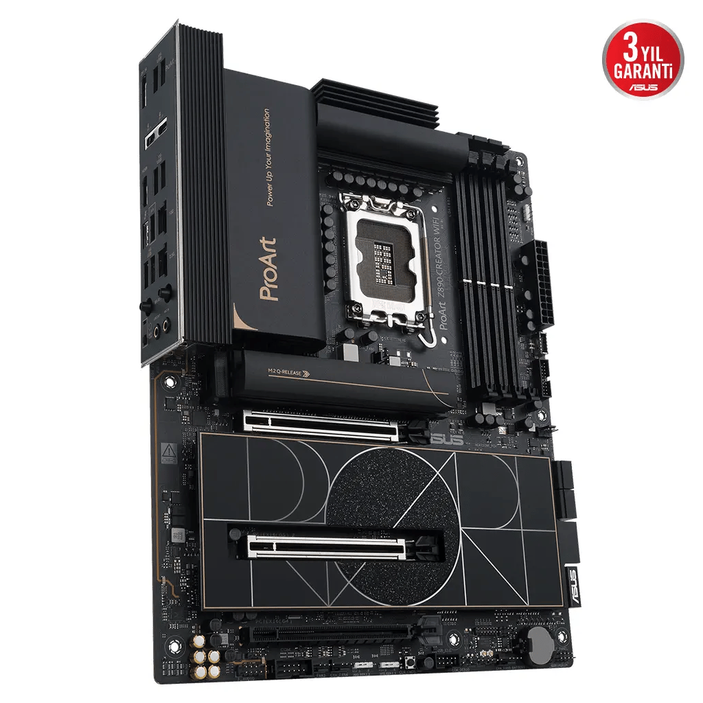 ASUS PROART Z890-CREATOR WIFI, 9066MHz OC, 4xDDR5 5x M.2, HDMI, DP, Type-C, Wi-Fi 7, Bluetooth 5.4, Intel Core Ultra CPU(Seri 2), LGA1851 Soket, Anakart