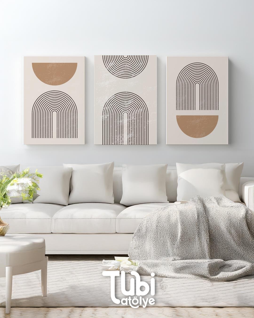Minimalist Boho 3'lü Kanvas Tablo Seti-2