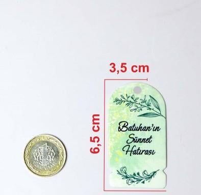 Baskılı Beyaz Karton Etiket / Sünnet Etiketi / Doğum Günü - Mevlüt Etiketi 100 Adet (3,5 X 6,5 Cm )