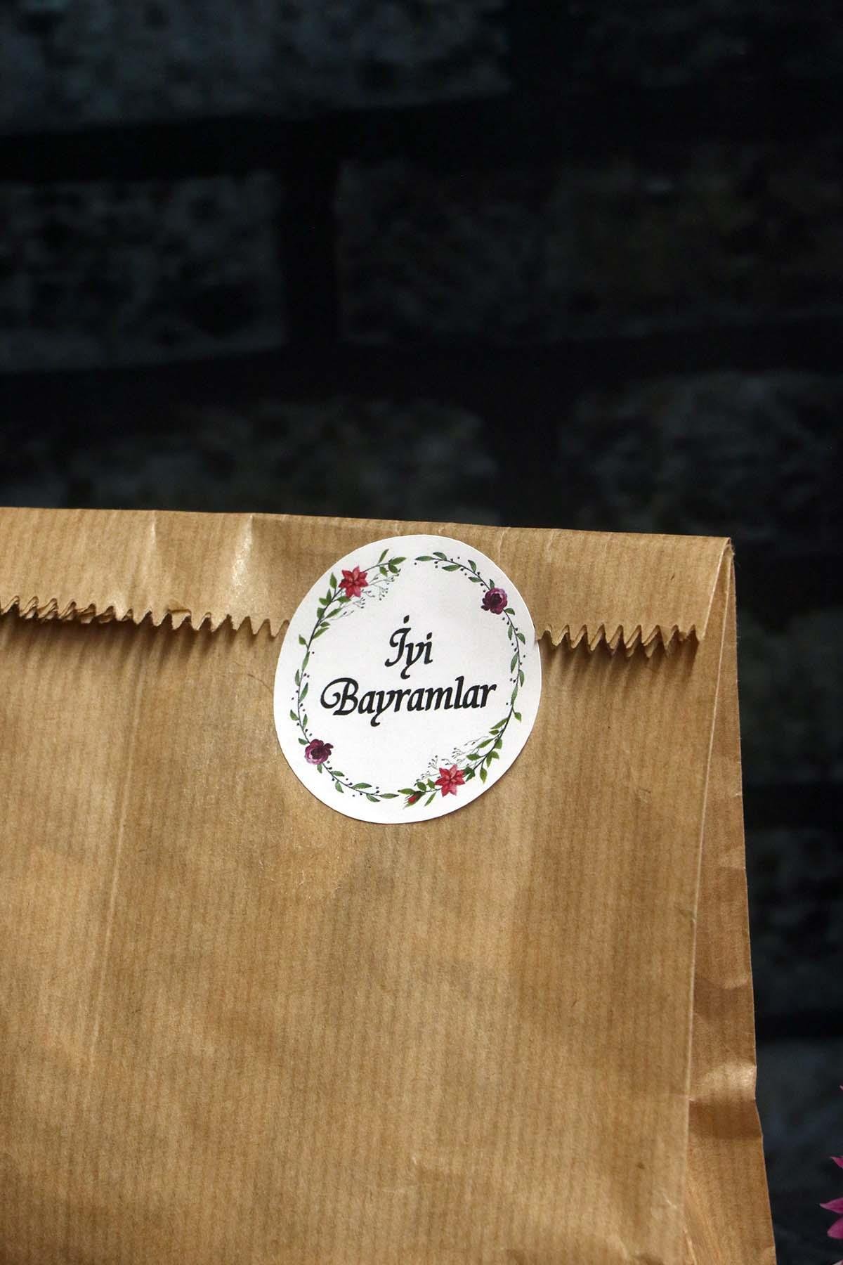 Bayram etiketi - İyi Bayramlar baskılı - 70 adet (4,5 cm)