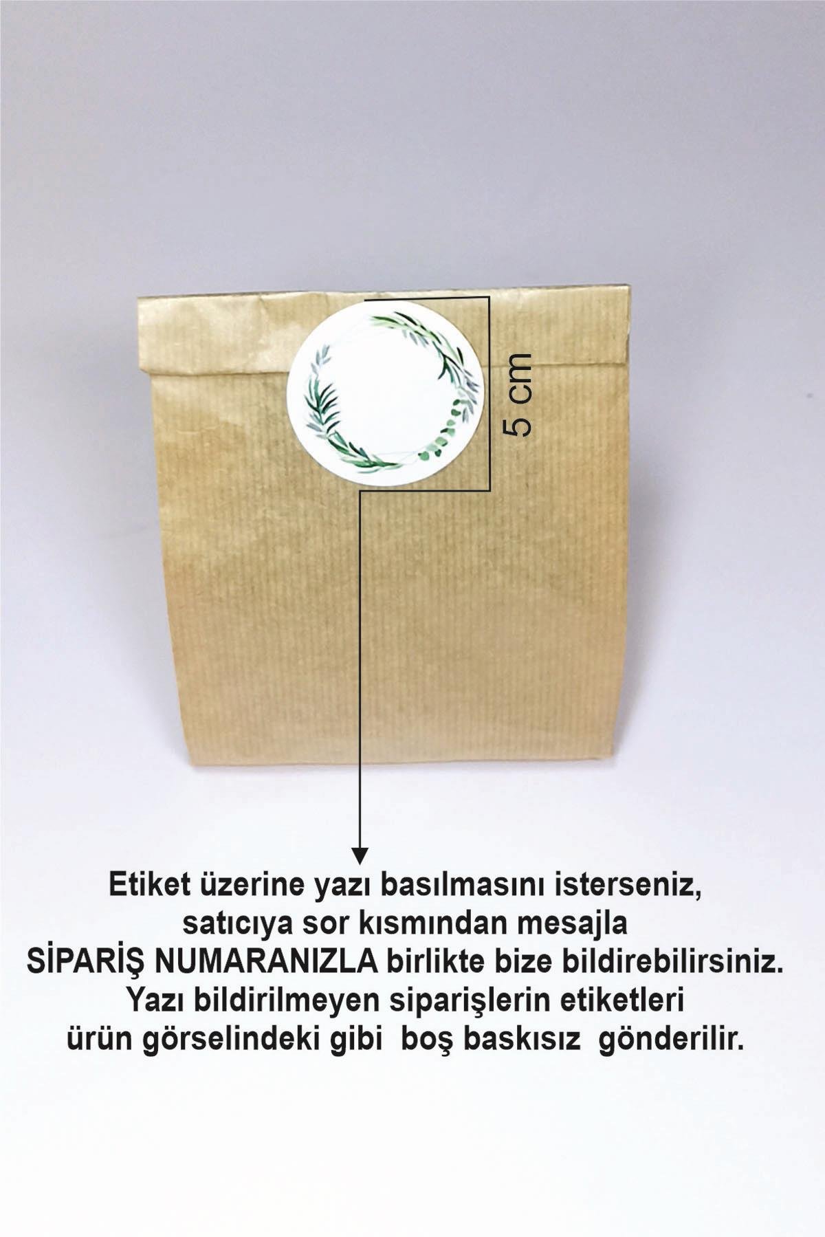 Beyaz Etiket Baskılı, Kraft Hediye Paketi, Kraft Ambalaj Kese Kağıdı 20 Adet ( 12x20 Cm )