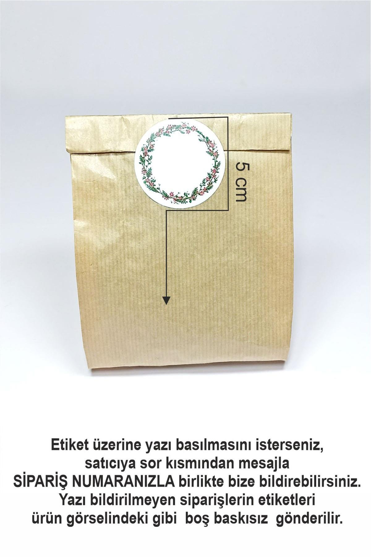Beyaz Etiket Çiçek Baskılı, Kraft Hediye Paketi, Kraft Ambalaj Kese Kağıdı 20 Adet ( 12x20 Cm )