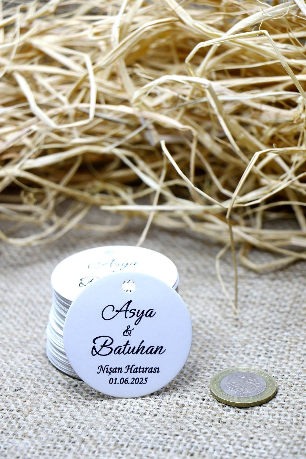 Hediyelik Ürün  Etiketi / 100 Adet Kişiye Özel Etiket  (5 CM)