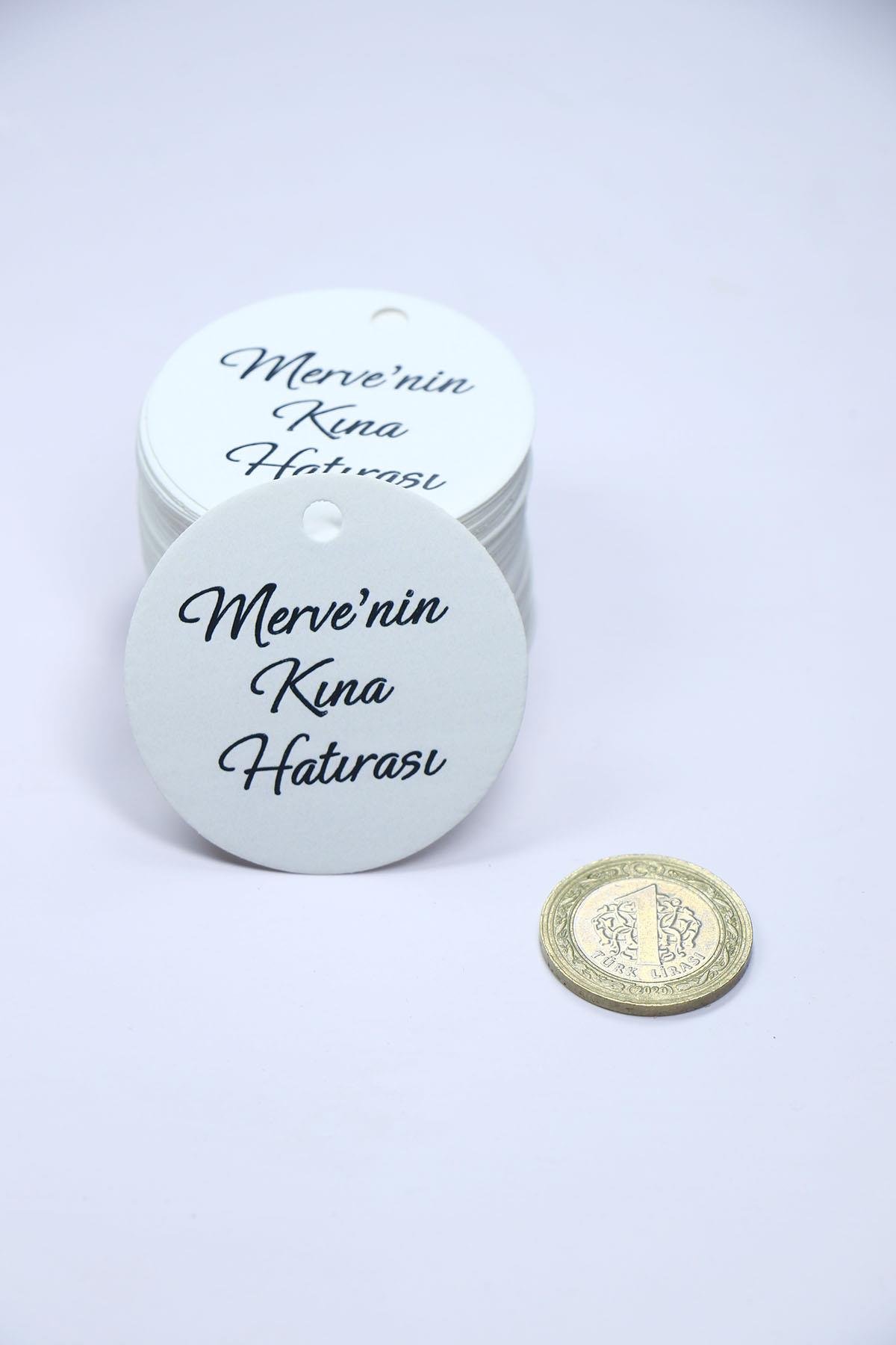 Hediyelik Ürün  Etiketi / 100 Adet Kişiye Özel Etiket  (5 CM)