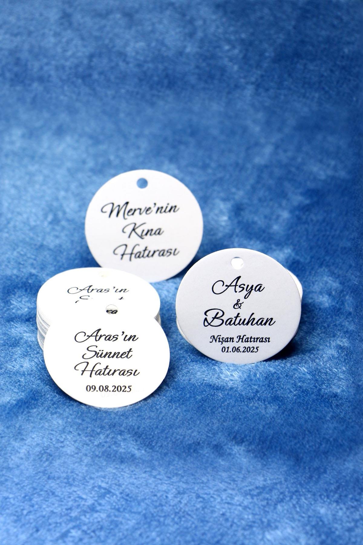 Hediyelik Ürün  Etiketi / 100 Adet Kişiye Özel Etiket  (5 CM)