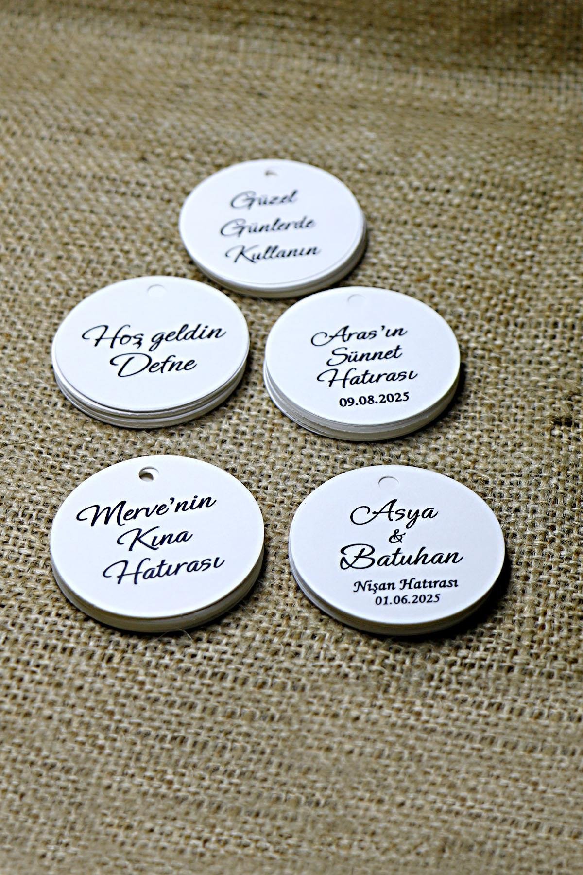 Hediyelik Ürün  Etiketi / 100 Adet Kişiye Özel Etiket  (5 CM)