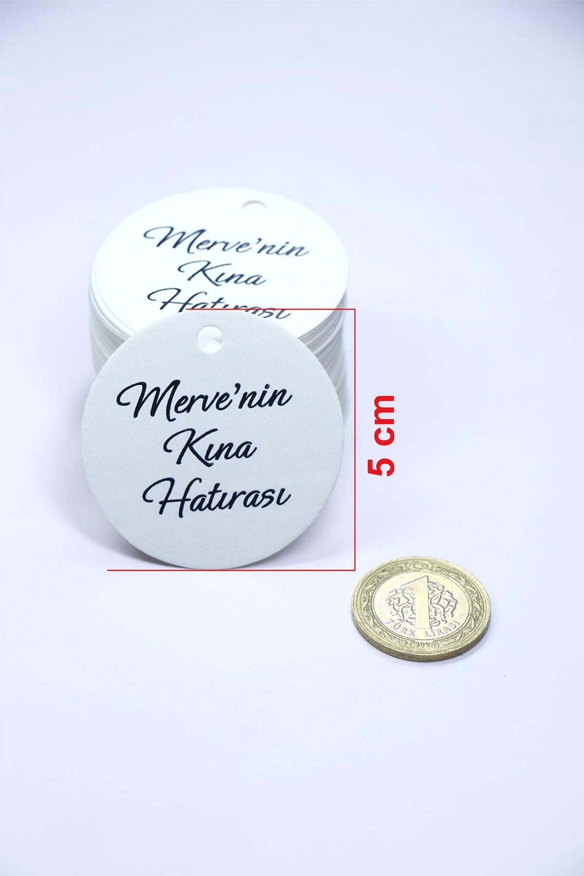 Hediyelik Ürün  Etiketi / 100 Adet Kişiye Özel Etiket  (5 CM)