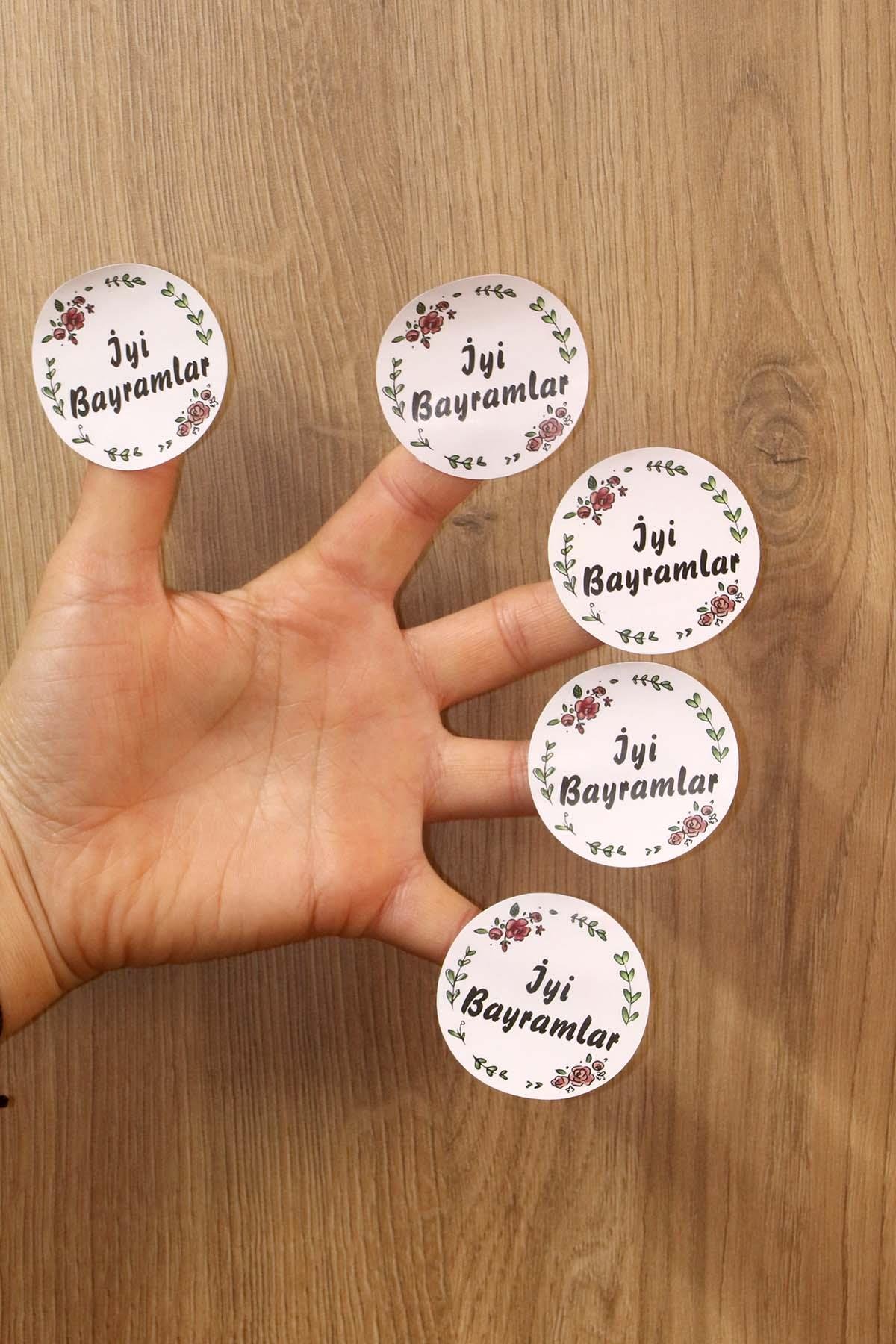 iyi Bayramlar Baskılı Etiket /Ramazan Bayram Etiketi  (4,5 Cm 70 Adet)