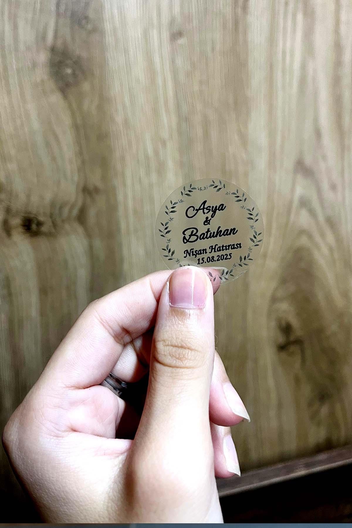 Kişiye Özel Baskılı Şeffaf Etiket / 100 Adet Yuvarlak Özel Gün Etiketi (3,5 Cm)