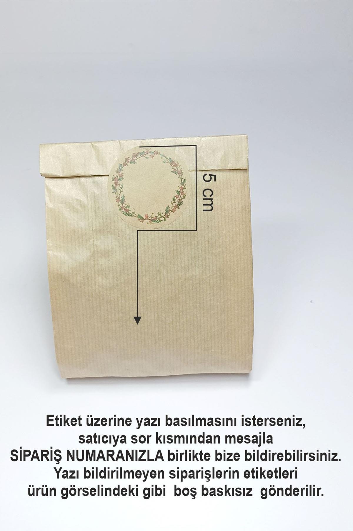 Kraft Etiket Çiçek Baskılı, Kraft Hediye Paketi, Kraft Ambalaj Kese Kağıdı 20 Adet ( 12x20 Cm )