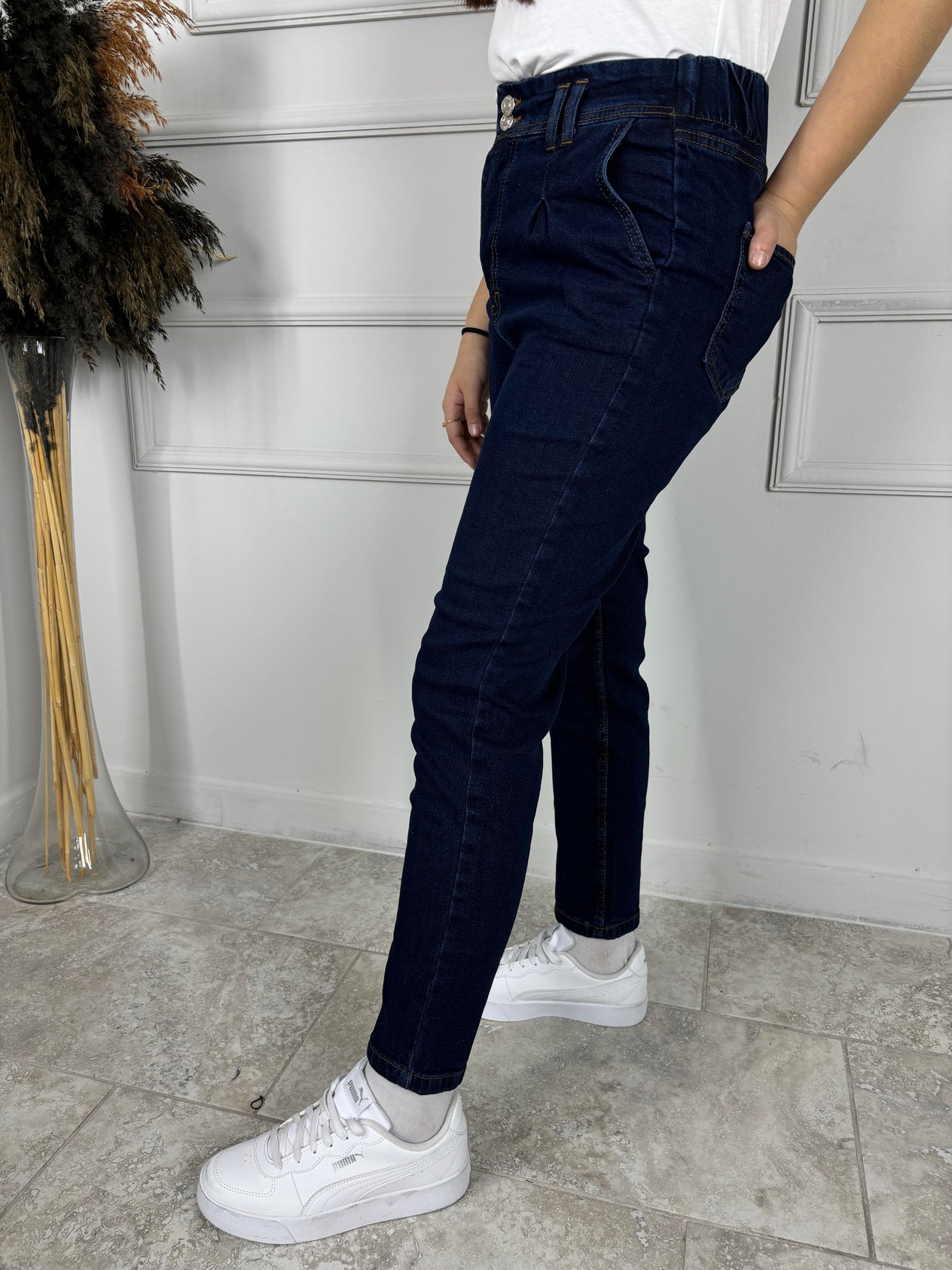 PENS PAÇA LASTİKLİ KOT PANTOLON LACİVERT