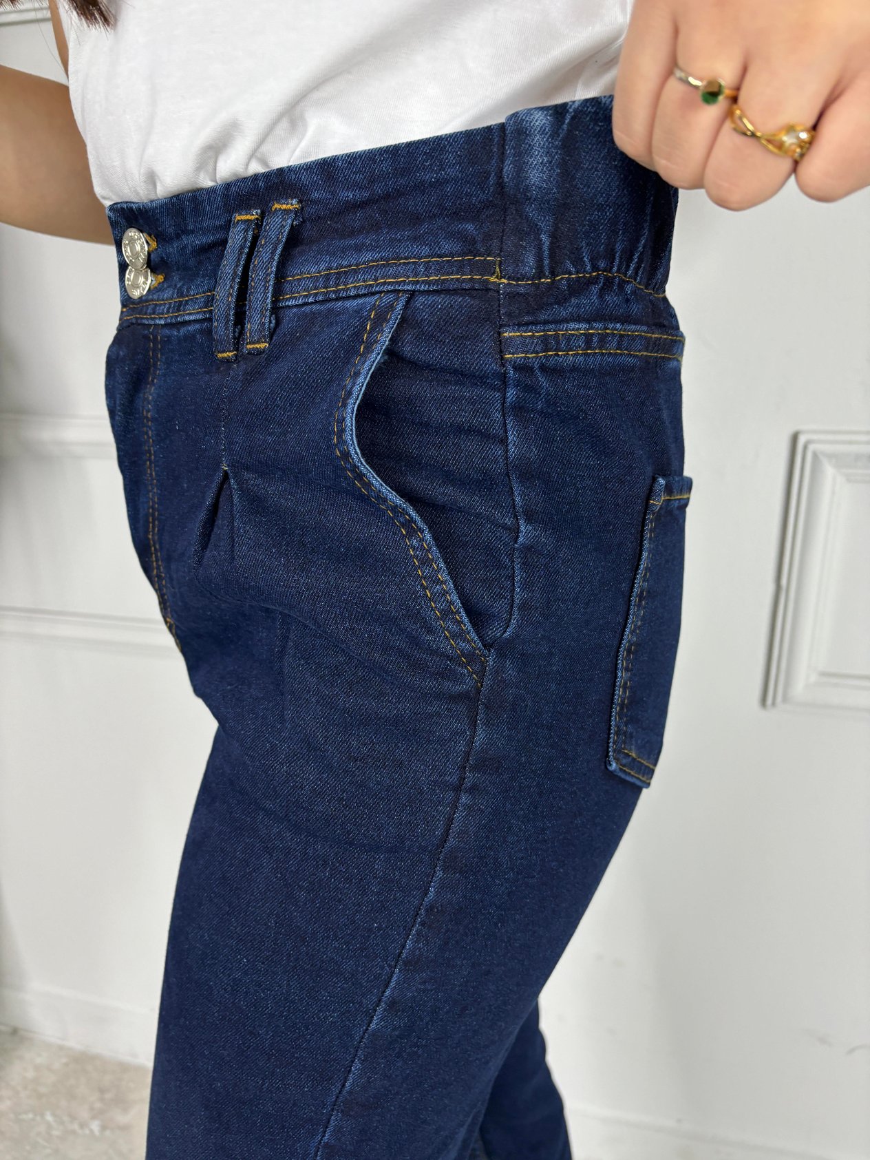 PENS PAÇA LASTİKLİ KOT PANTOLON LACİVERT
