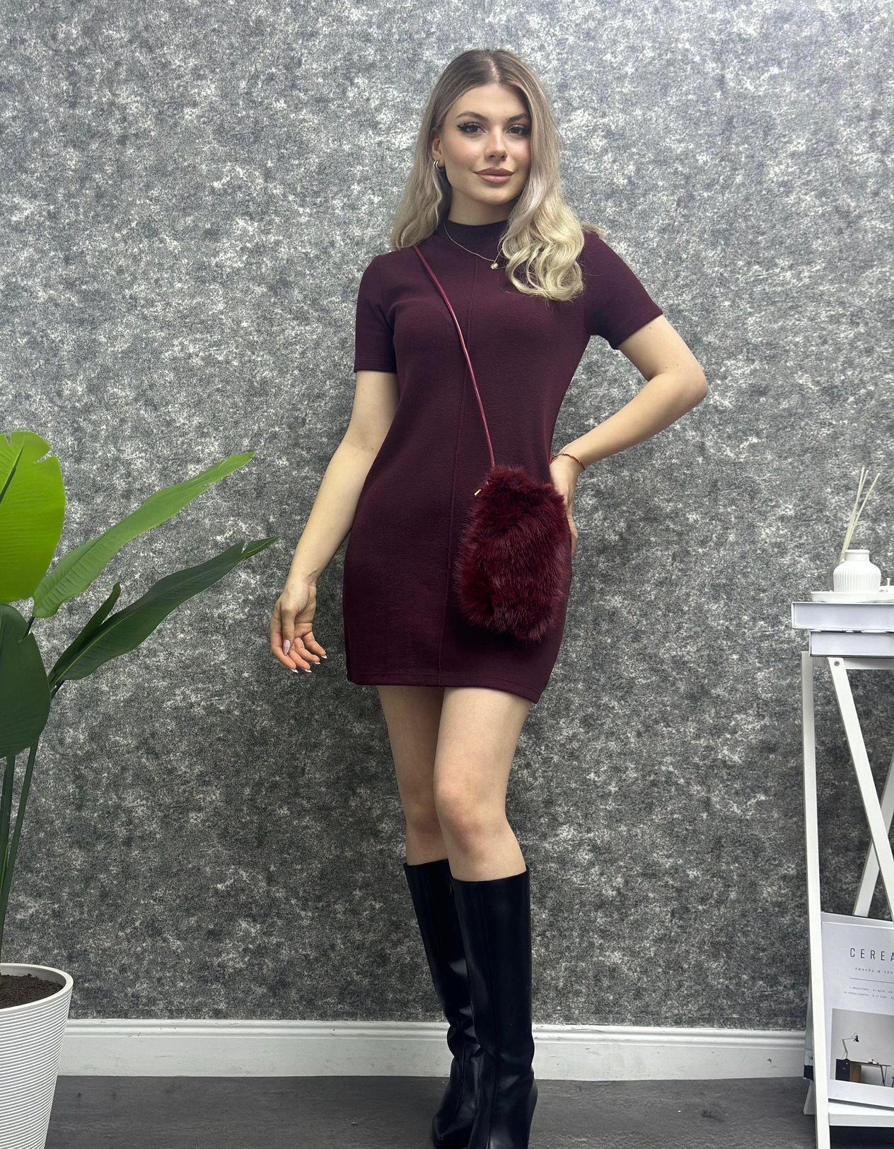 Kadın Önden Çimalı KISA Kol Elbise