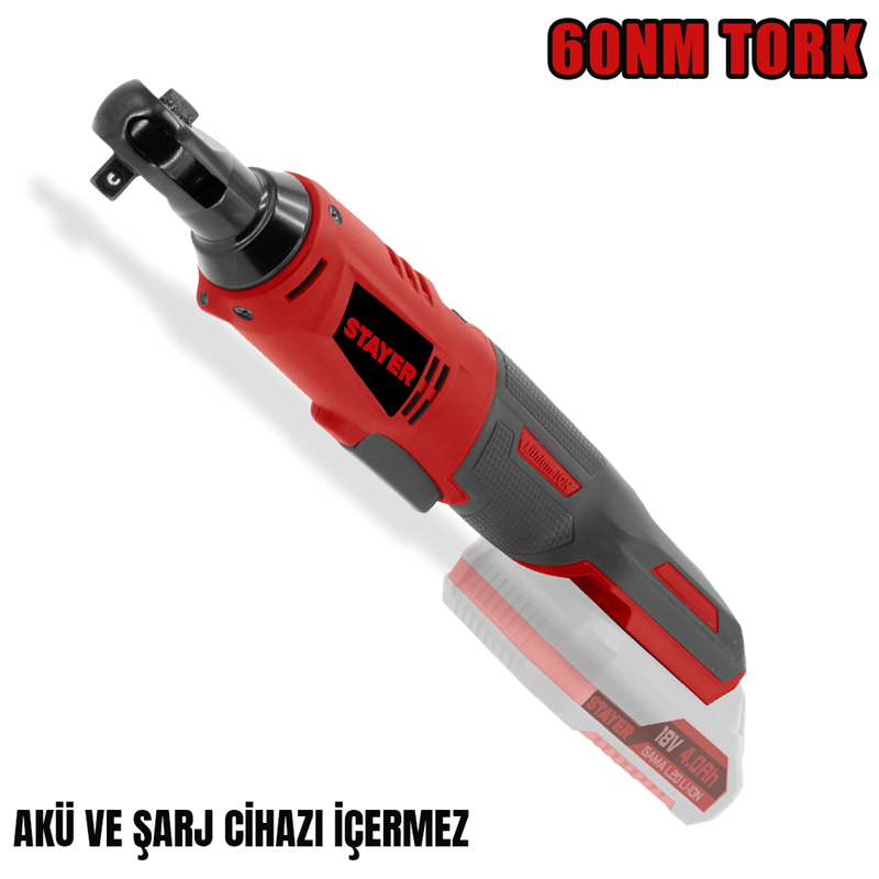 Stayer RWL20  Akülü Cırcır Anahtar 18V Li-ion 2.0Ah/6.0Ah  (Akü ve Şarj Aleti Hariç)