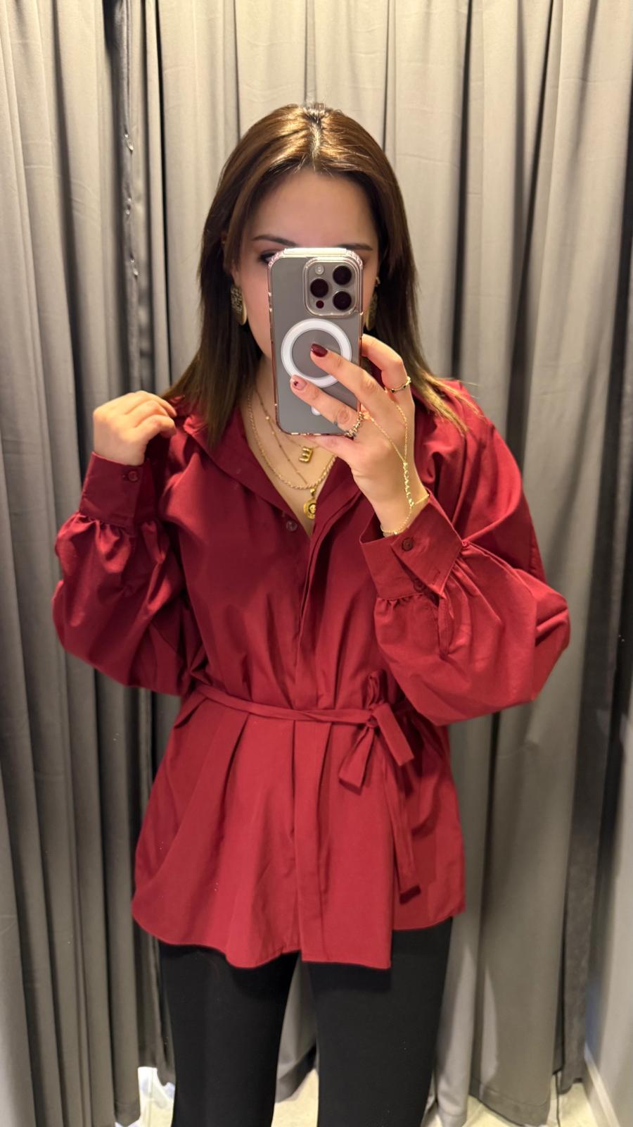 BAĞLAMALI PREMIUM BORDO GÖMLEK