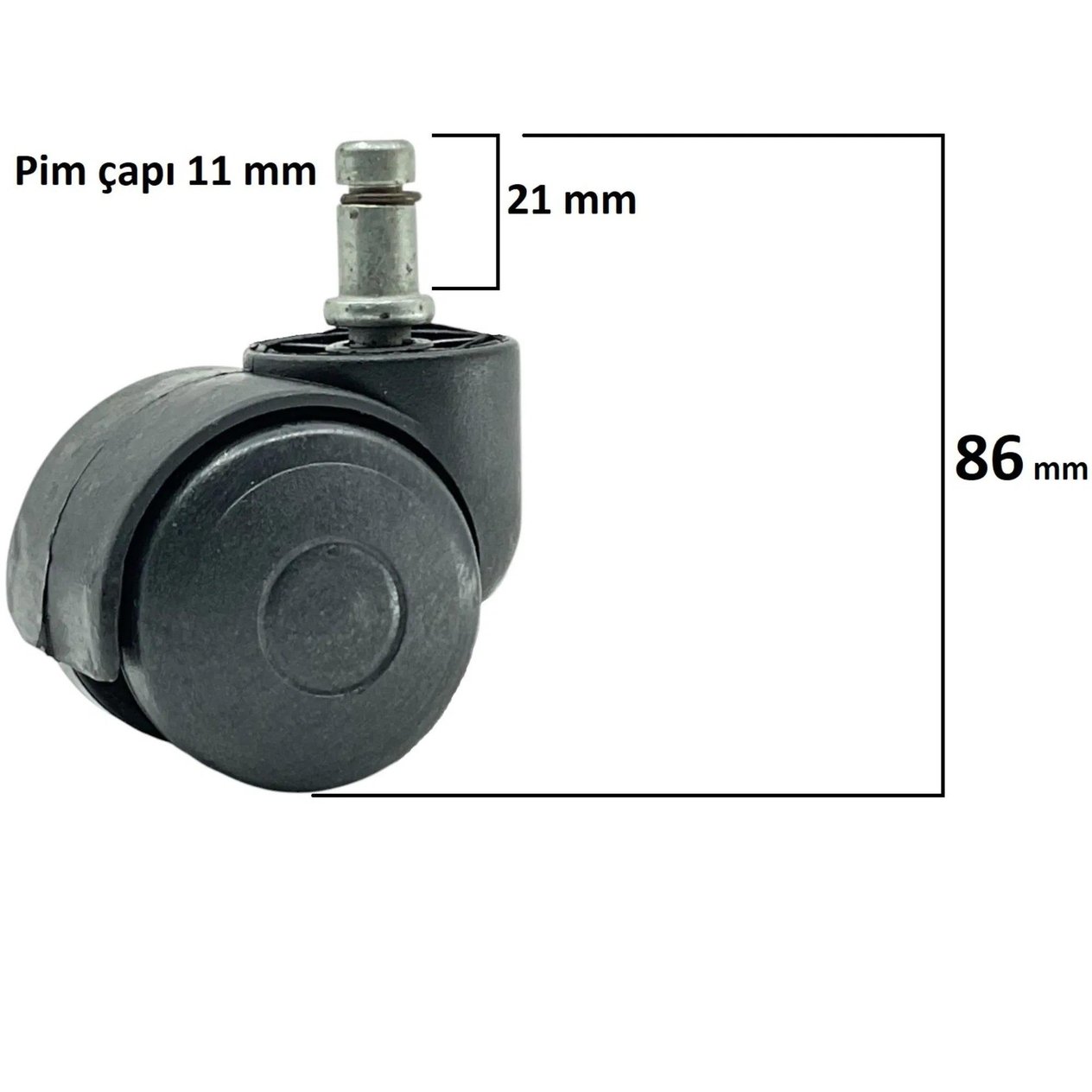 -Kısa Pimli Teker 50x20 Siyah - (4'lü Paket)207.01.TB04