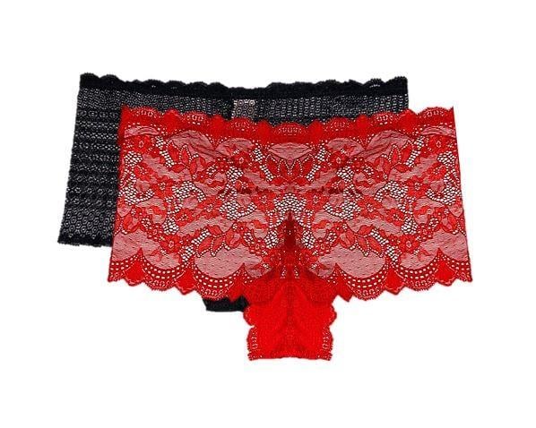 SİYAH & KIRMIZI FULL DANTEL 2 Lİ SHORT