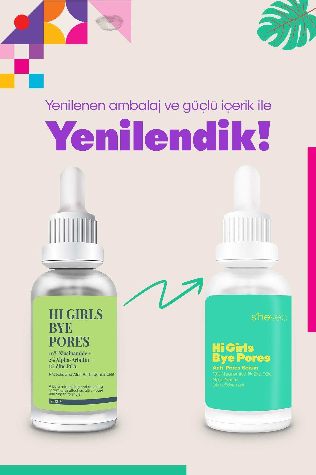 HI GIRLS BYE PORES - Sivilce Ve Leke Karşıtı Arbutin %2 Niacinamide %10 ZİNC PCA %1 Serum 30 ml
