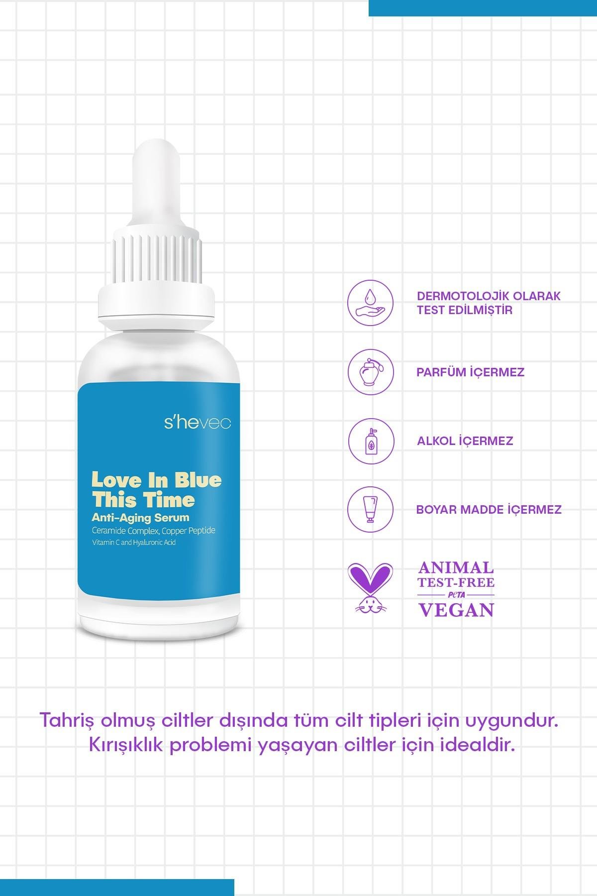 LOVE IN BLUE THIS TIME – Nemlendirici, Onarıcı, Kırışıklık Önleyici Buffet Copper + Ceramide Serum (30 ml)