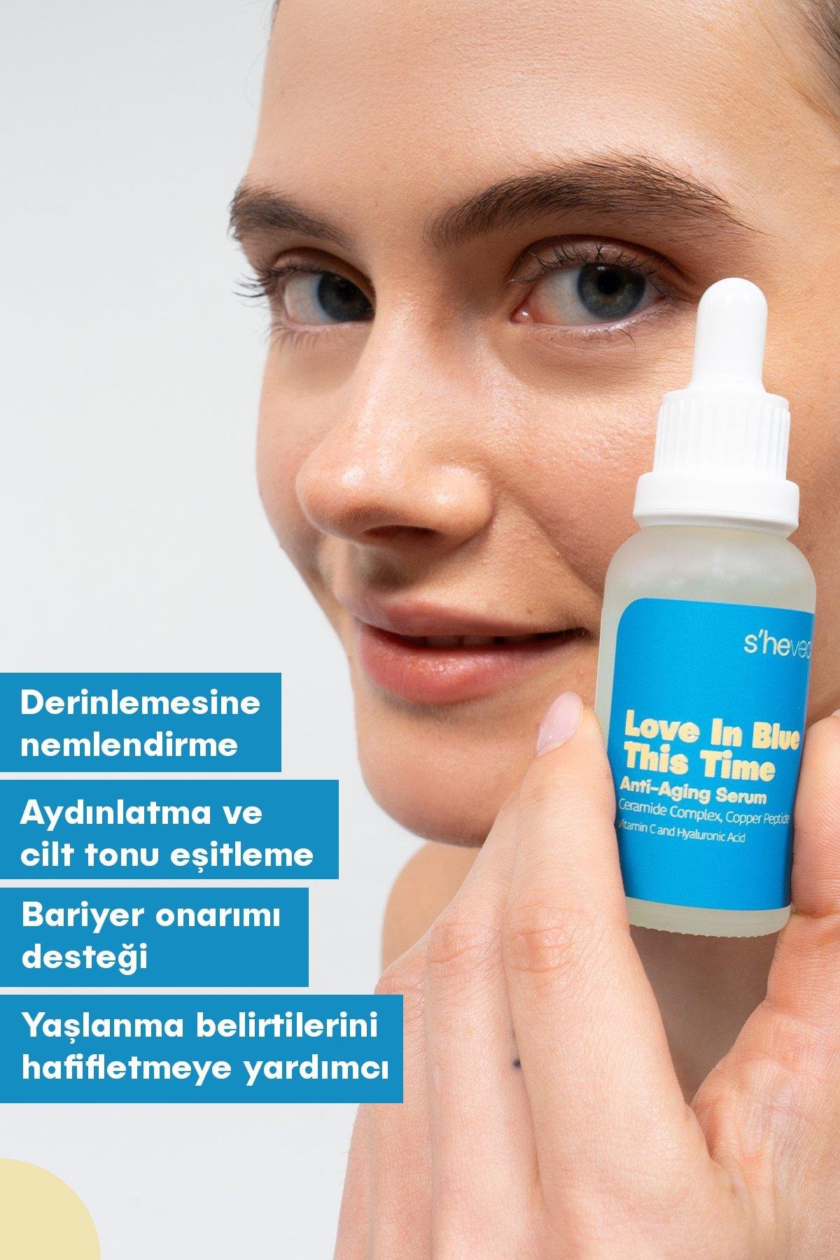 LOVE IN BLUE THIS TIME – Nemlendirici, Onarıcı, Kırışıklık Önleyici Buffet Copper + Ceramide Serum (30 ml)