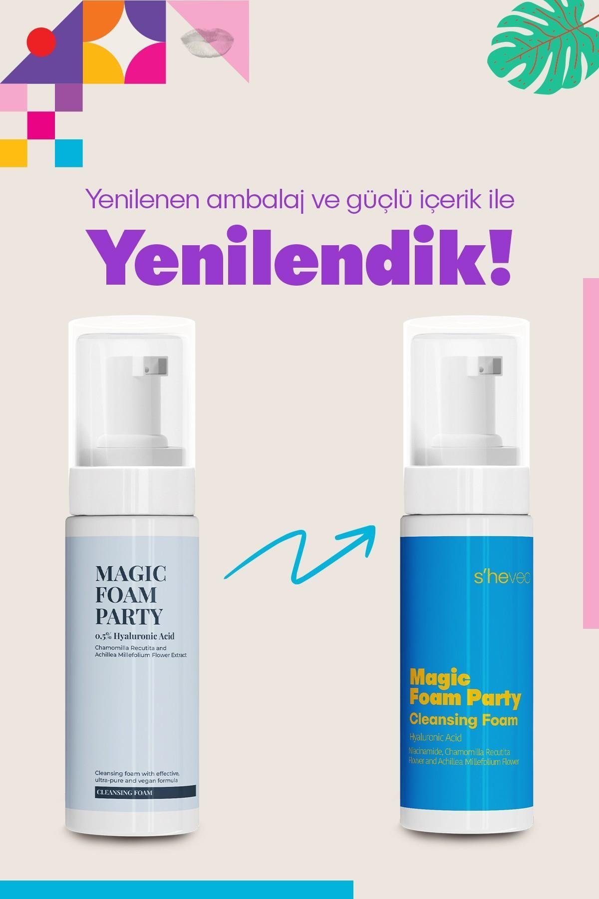 MAGIC FOAM PARTY - Yatıştırıcı Nemlendirici Etkili Yüz Temizleme Köpüğü |Tüm Cilt Tipleri 150ml