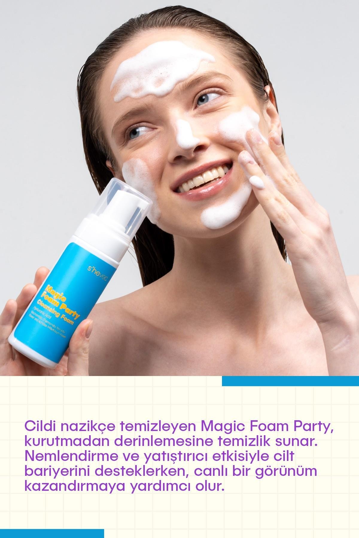 MAGIC FOAM PARTY - Yatıştırıcı Nemlendirici Etkili Yüz Temizleme Köpüğü |Tüm Cilt Tipleri 150ml
