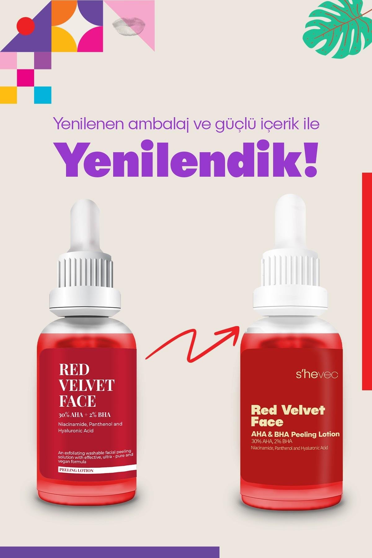 RED VELVET FACE - AHA %30 & BHA %2 Cilt Tonu Eşitleyici Arındırıcı Kırmızı Peeling Serum 30ml
