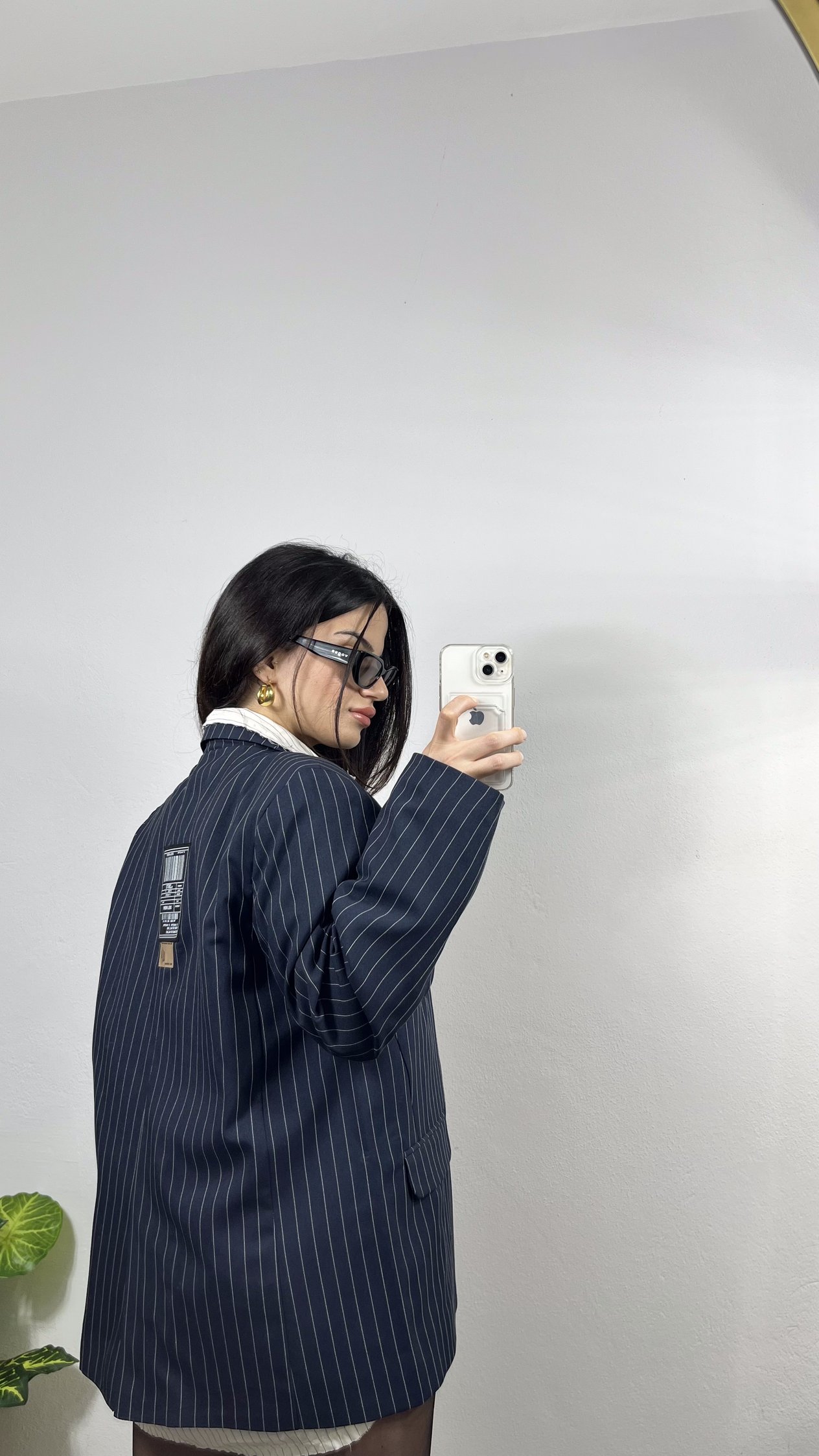 LACİVERT BEYAZ ÇİZGİLİ BLAZER CEKET