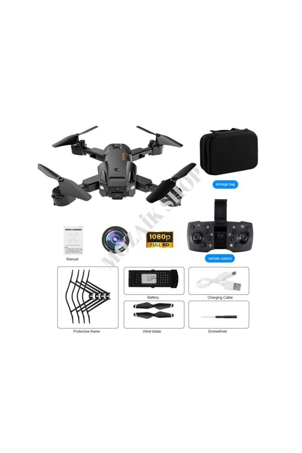 1080P Kameralı Drone Katlanabilir Taşıma Çantalı 4 Pervaneli Havada Stabil Kalma