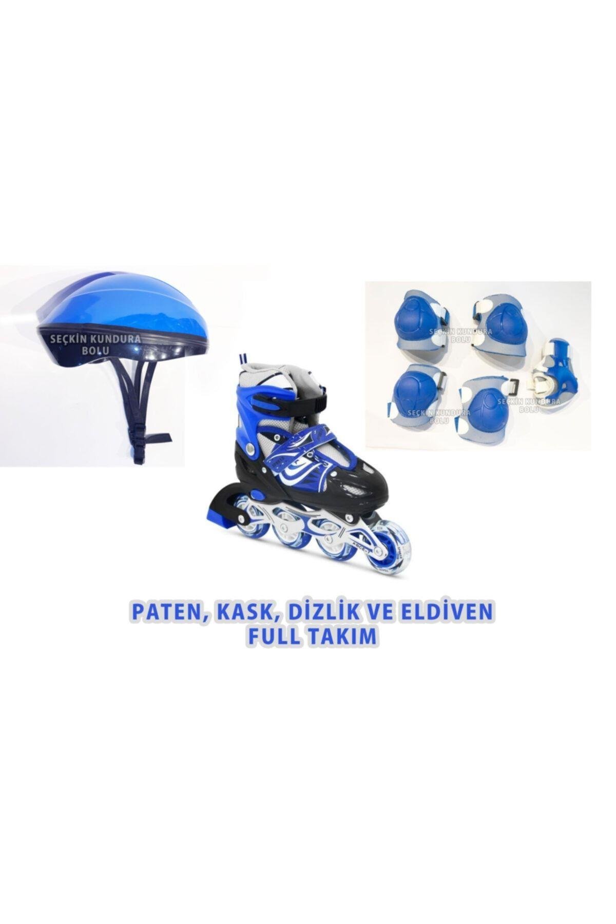 Çocuk Çift Sıra Ayarlanabilir Işıklı Mavi Full Paten Takımı