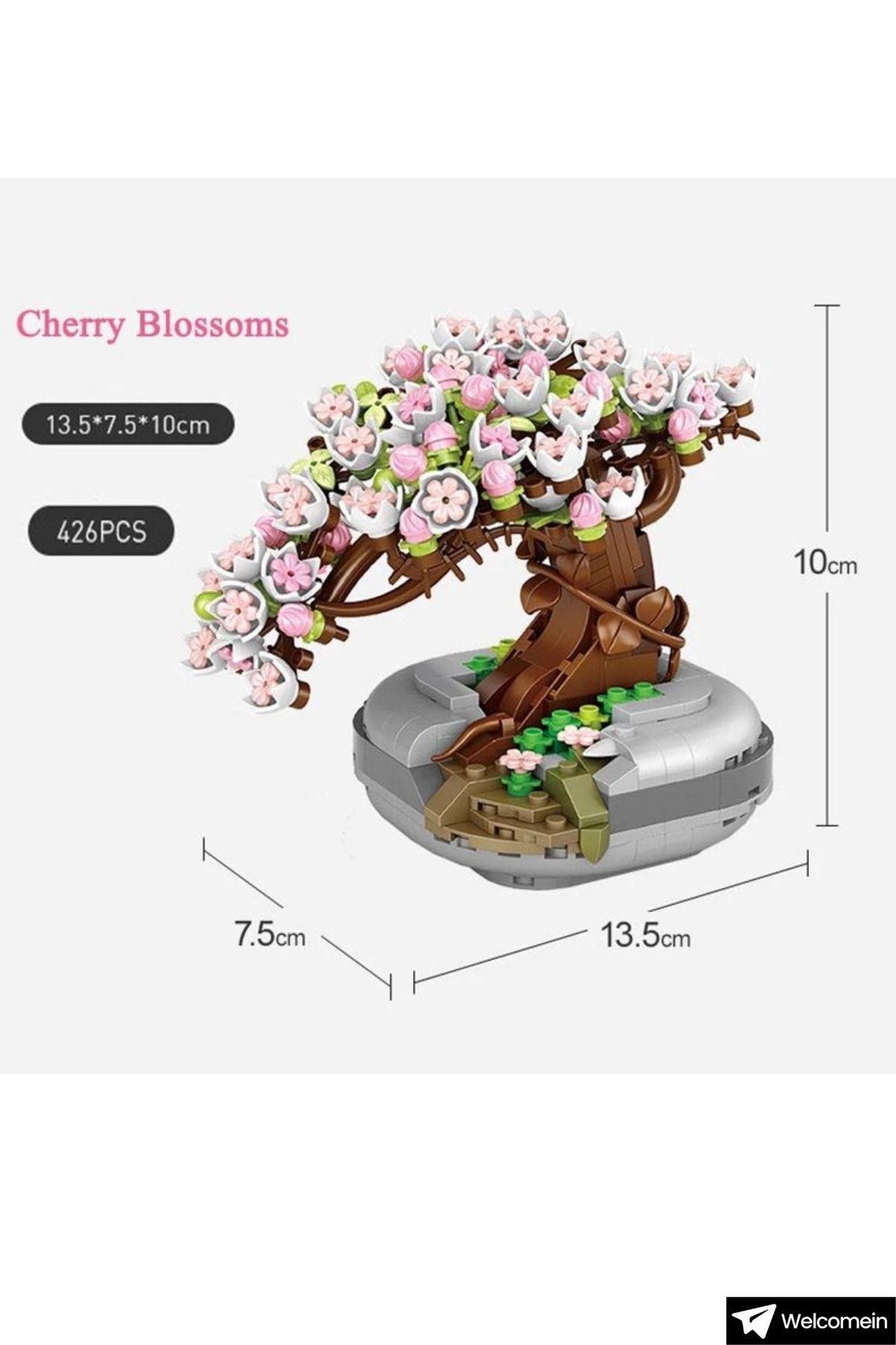 Dekoratif Koleksiyonluk Sakura Çiçek Yapım Seti Legosu Yapı Blokları Yapboz 426 Parça Puzzle Oyuncak