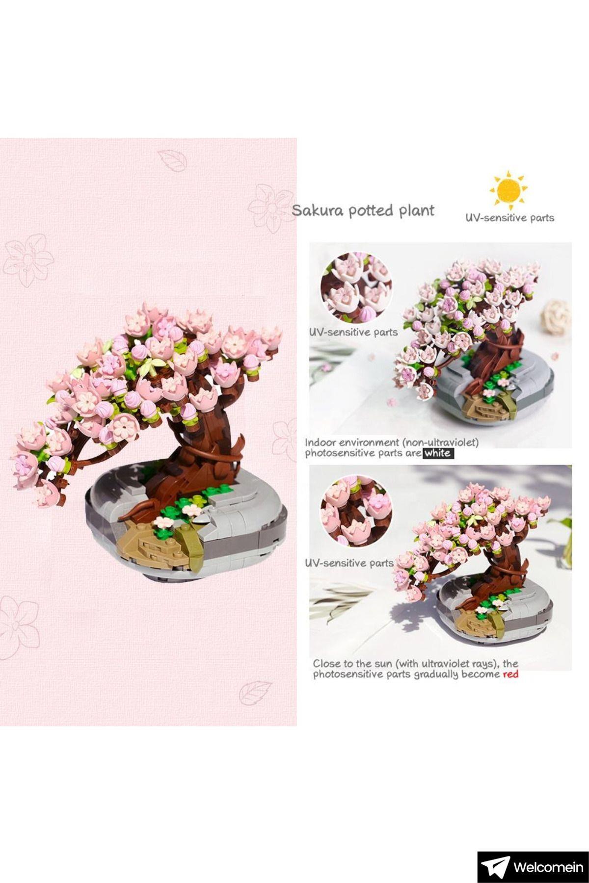 Dekoratif Koleksiyonluk Sakura Çiçek Yapım Seti Legosu Yapı Blokları Yapboz 426 Parça Puzzle Oyuncak