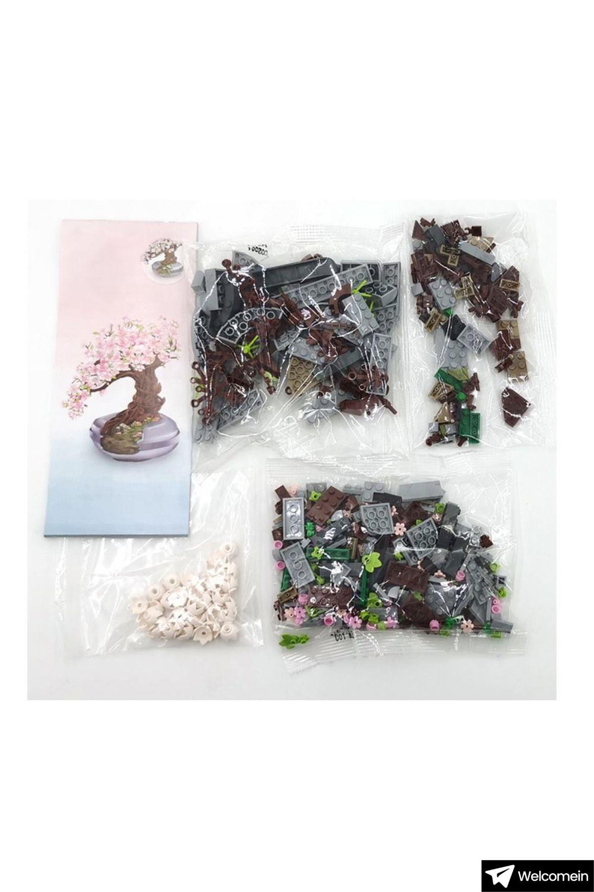 Dekoratif Koleksiyonluk Sakura Çiçek Yapım Seti Legosu Yapı Blokları Yapboz 426 Parça Puzzle Oyuncak