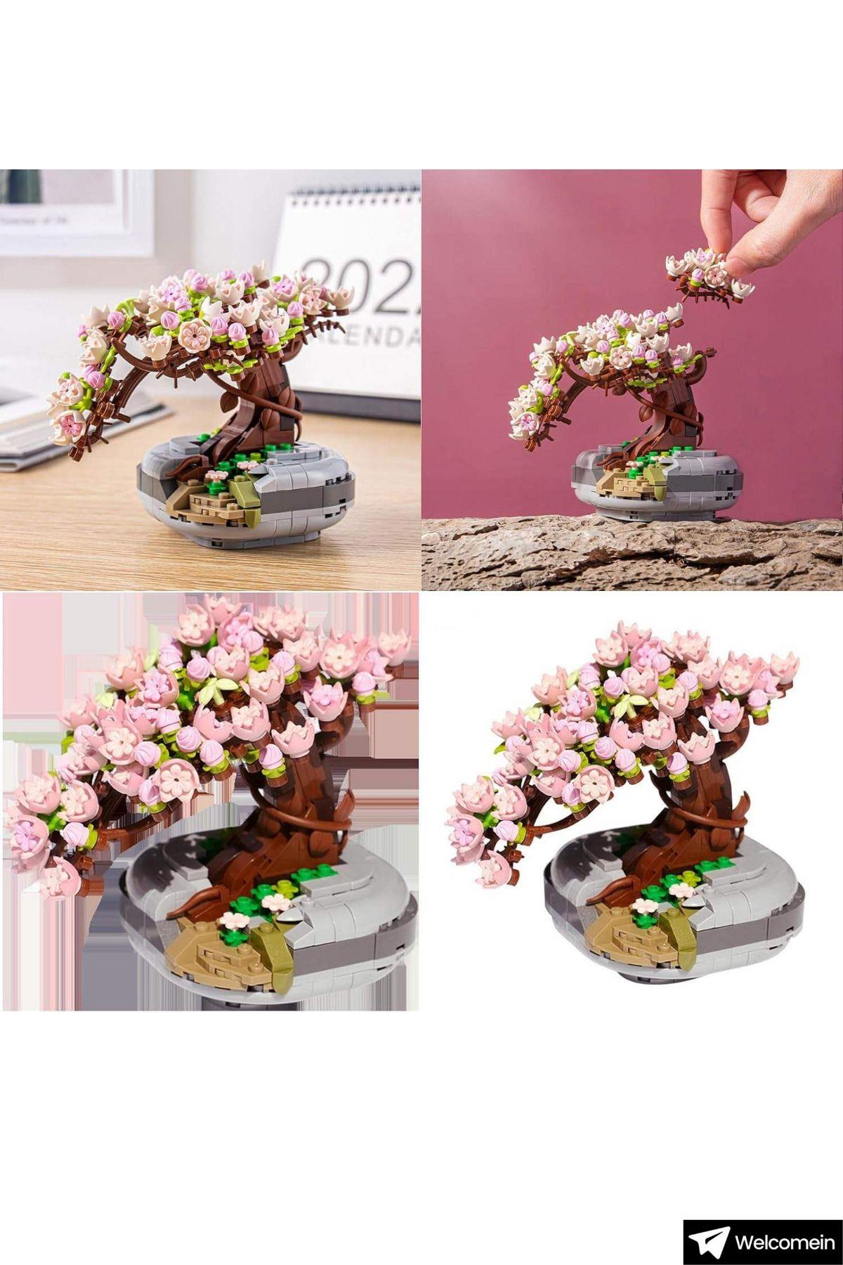 Dekoratif Koleksiyonluk Sakura Çiçek Yapım Seti Legosu Yapı Blokları Yapboz 426 Parça Puzzle Oyuncak