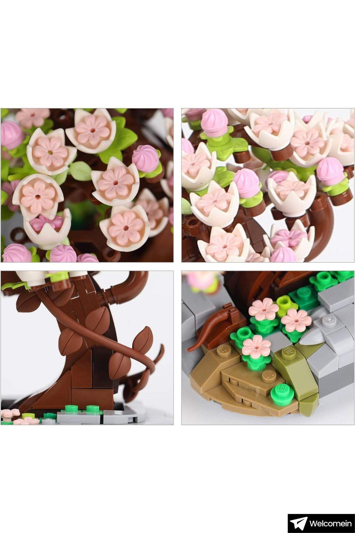Dekoratif Koleksiyonluk Sakura Çiçek Yapım Seti Legosu Yapı Blokları Yapboz 426 Parça Puzzle Oyuncak