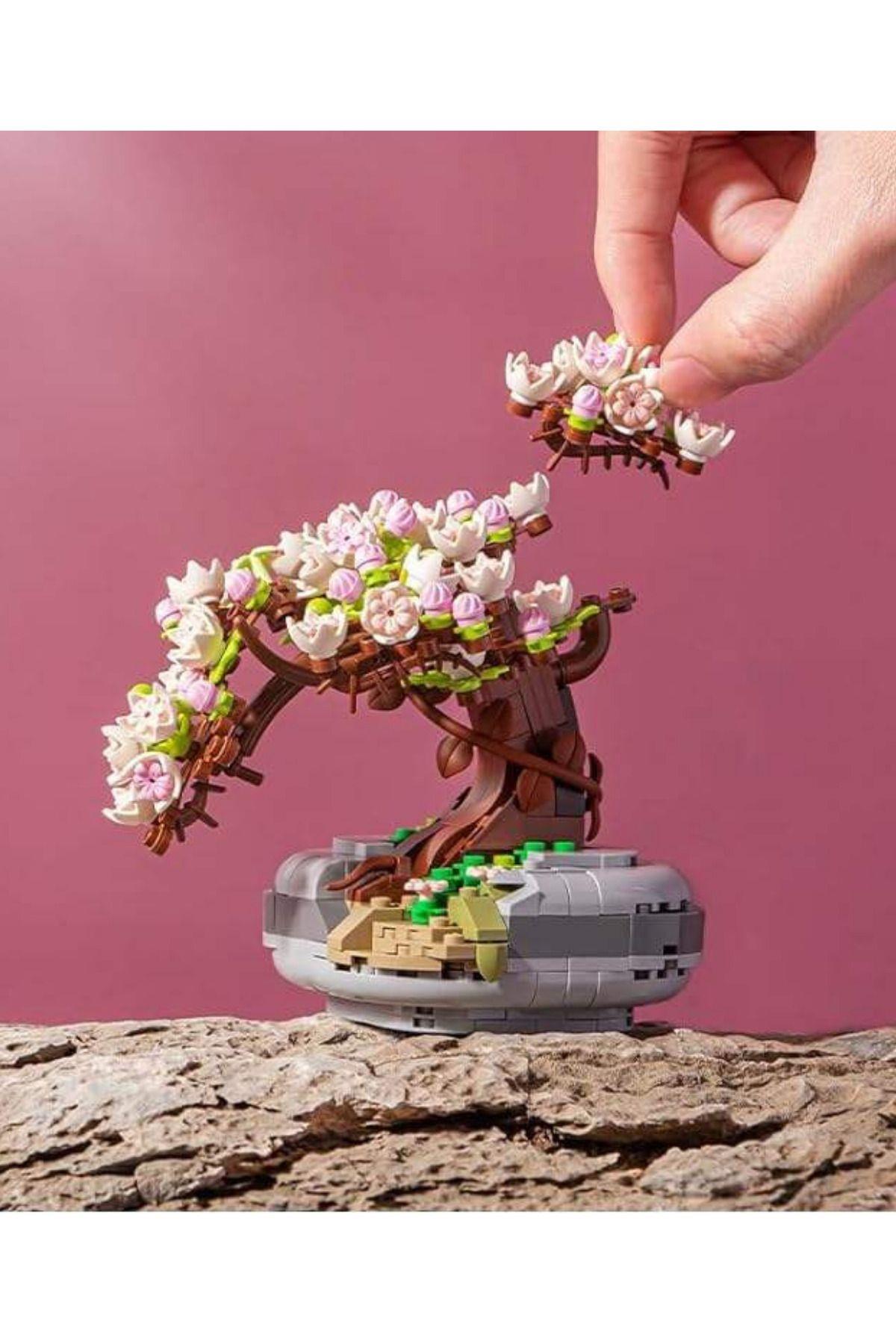 Dekoratif Koleksiyonluk Sakura Çiçek Yapım Seti Legosu Yapı Blokları Yapboz 426 Parça Puzzle Oyuncak