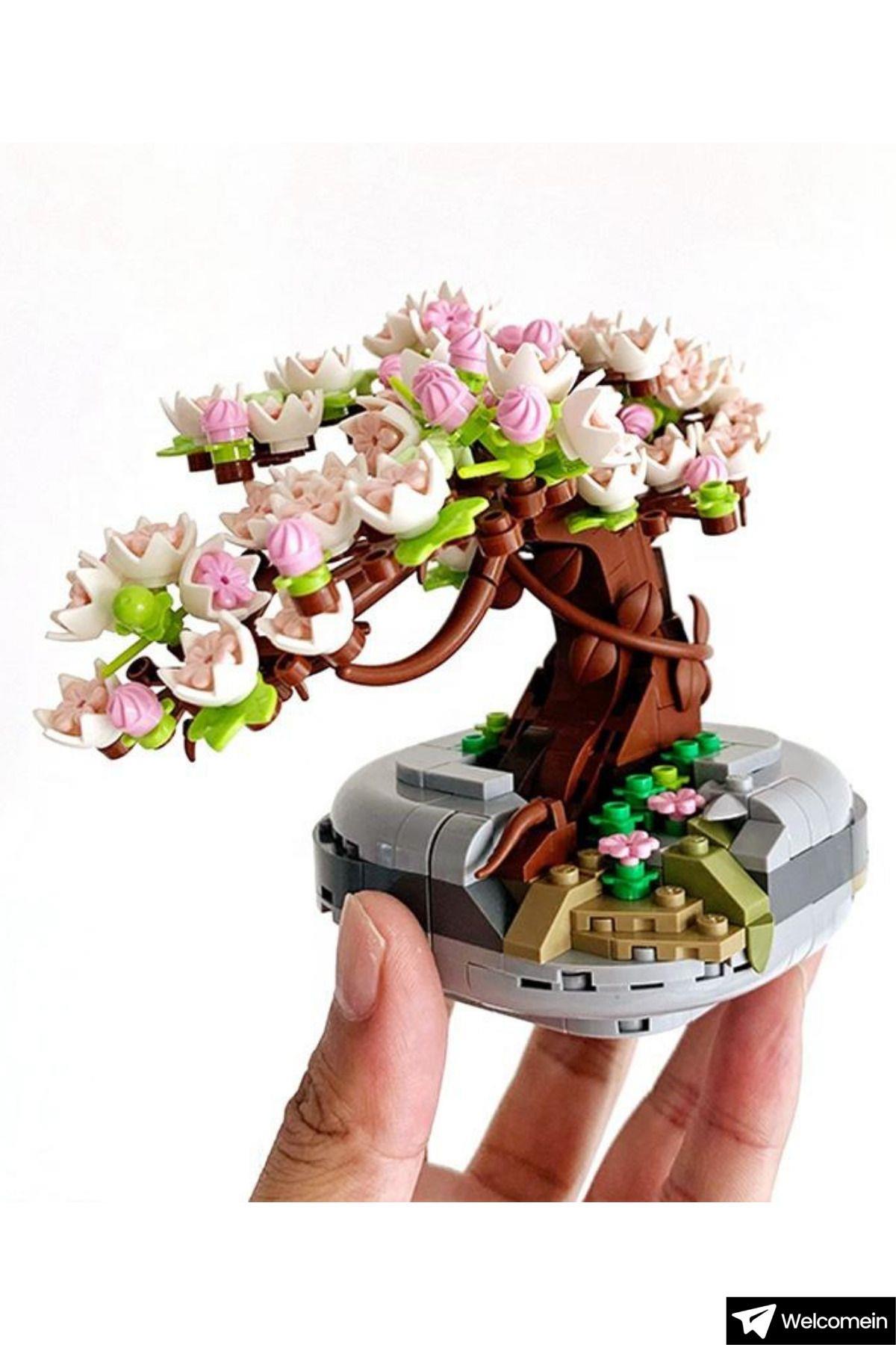 Dekoratif Koleksiyonluk Sakura Çiçek Yapım Seti Legosu Yapı Blokları Yapboz 426 Parça Puzzle Oyuncak