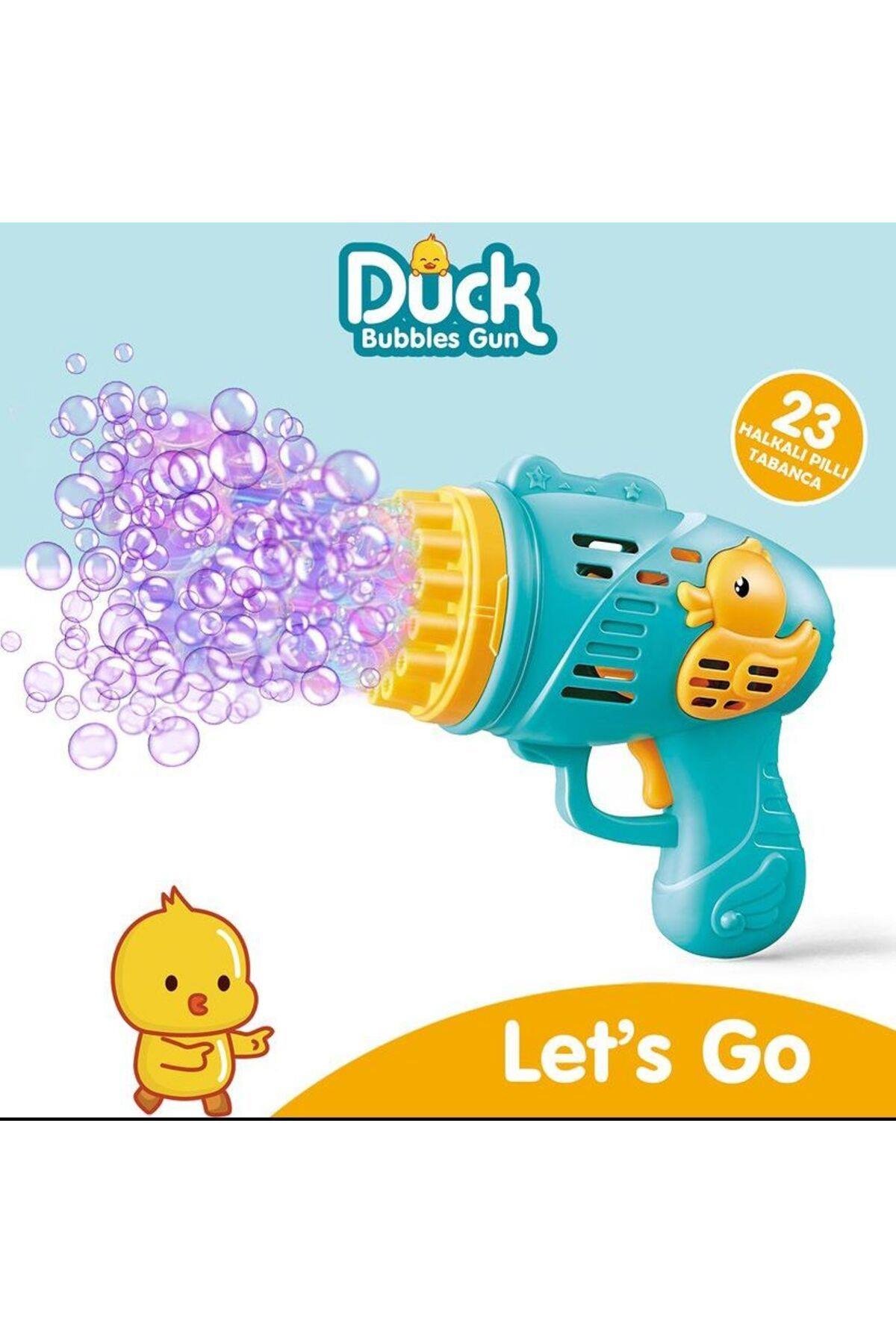 Duck Çok Delikli Pilli Köpük Atan Tabanca Oyuncağı 23 Delikli Bubble Gun