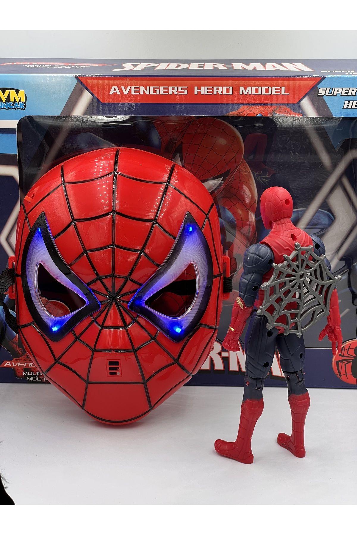 Işıklı Spiderman Maskesi Ve 17 Cm. Işıklı Spiderman Set Oyuncak Kutulu Maske Ve Figürü