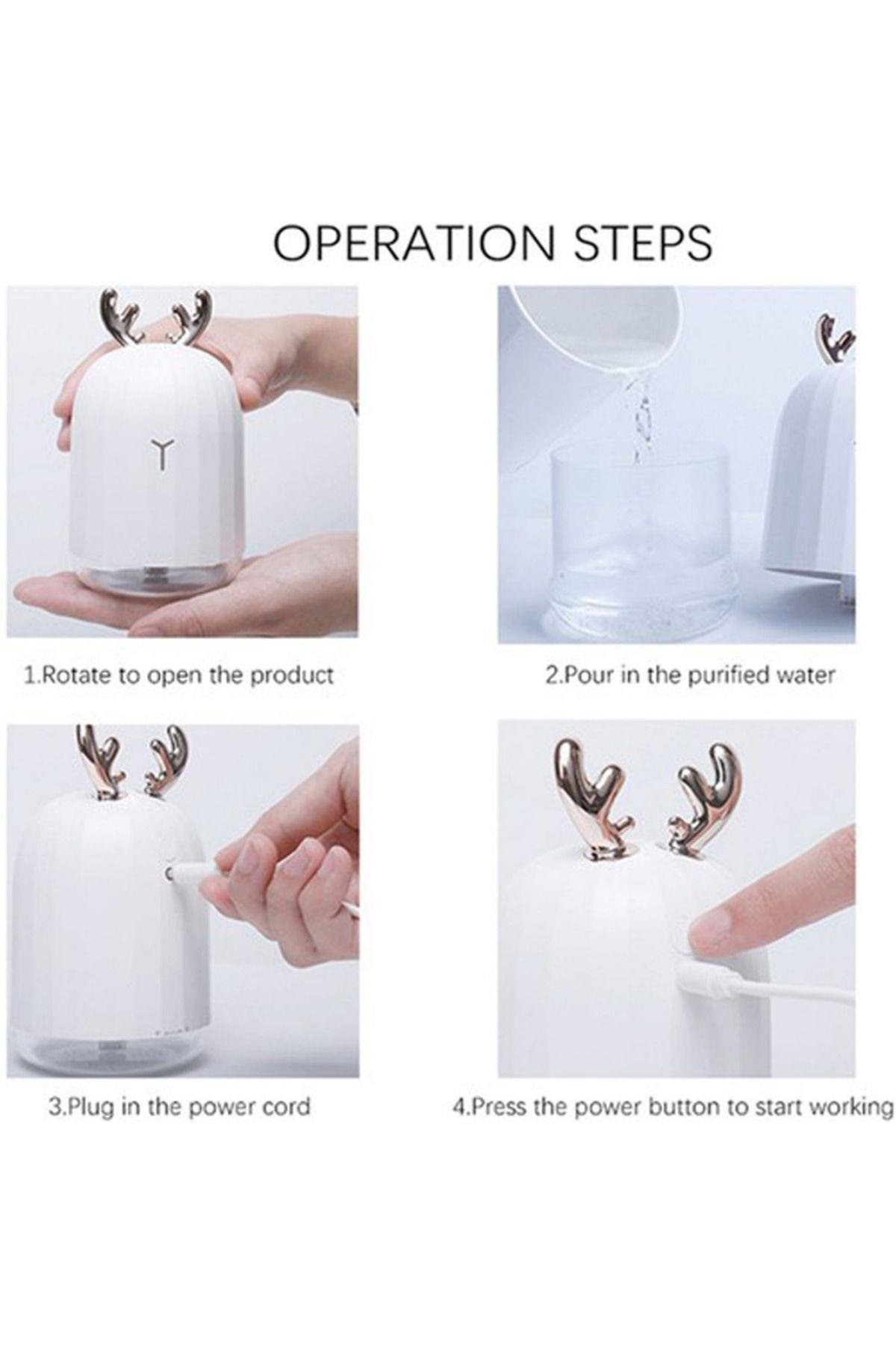 Lovely Mini Hava Nemlendirici Aromaterapi Led Işıklı Buhar Makinesi 220 ml